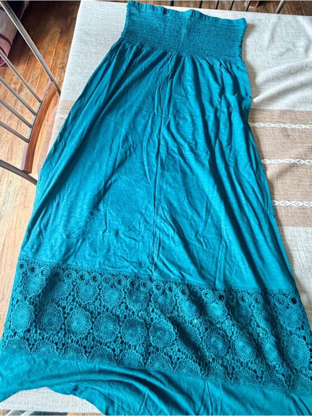 belle BEACH Kim Gravel Teal Shirred Beach Dress